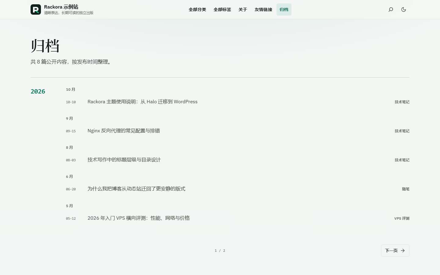 归档页